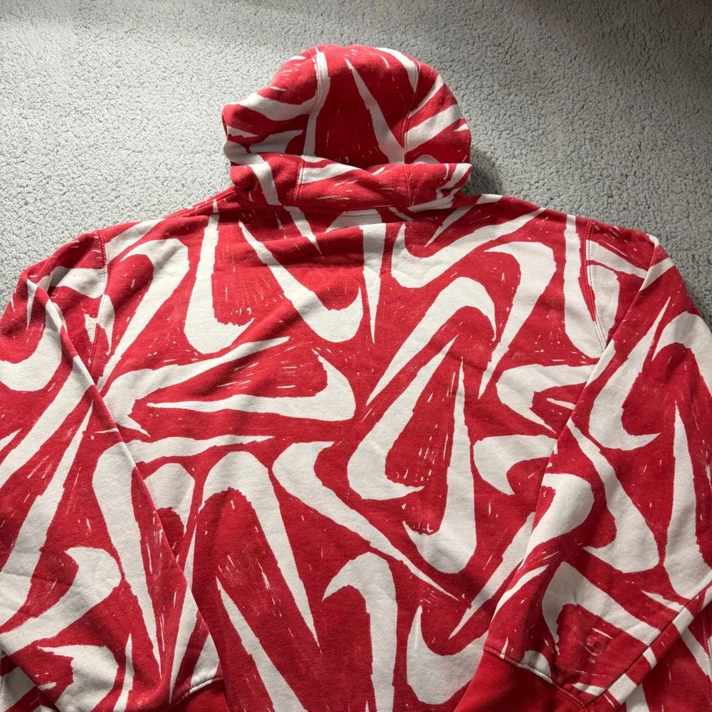 Nike Sportswear Club Fleece Hoodie Red White All Over Swoosh XXL CK2230-657